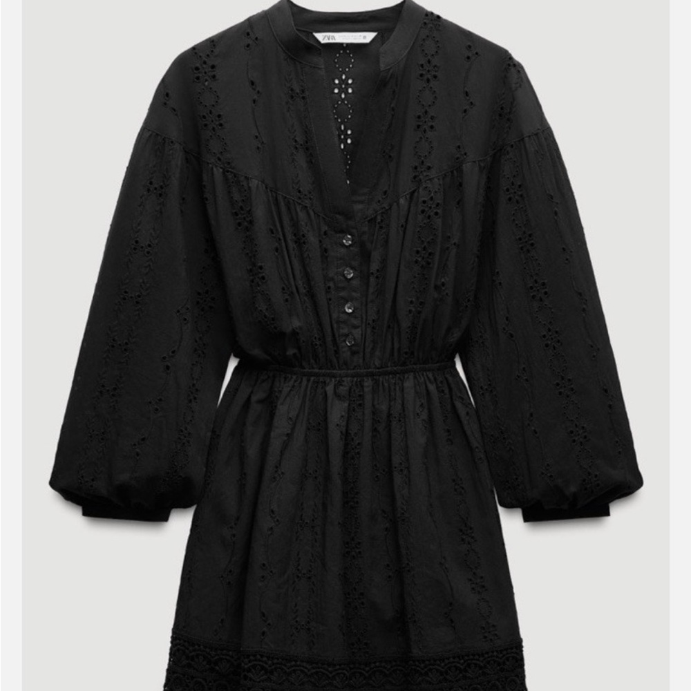 NWT ZARA XL black eyelet dress - Picture 3 of 6